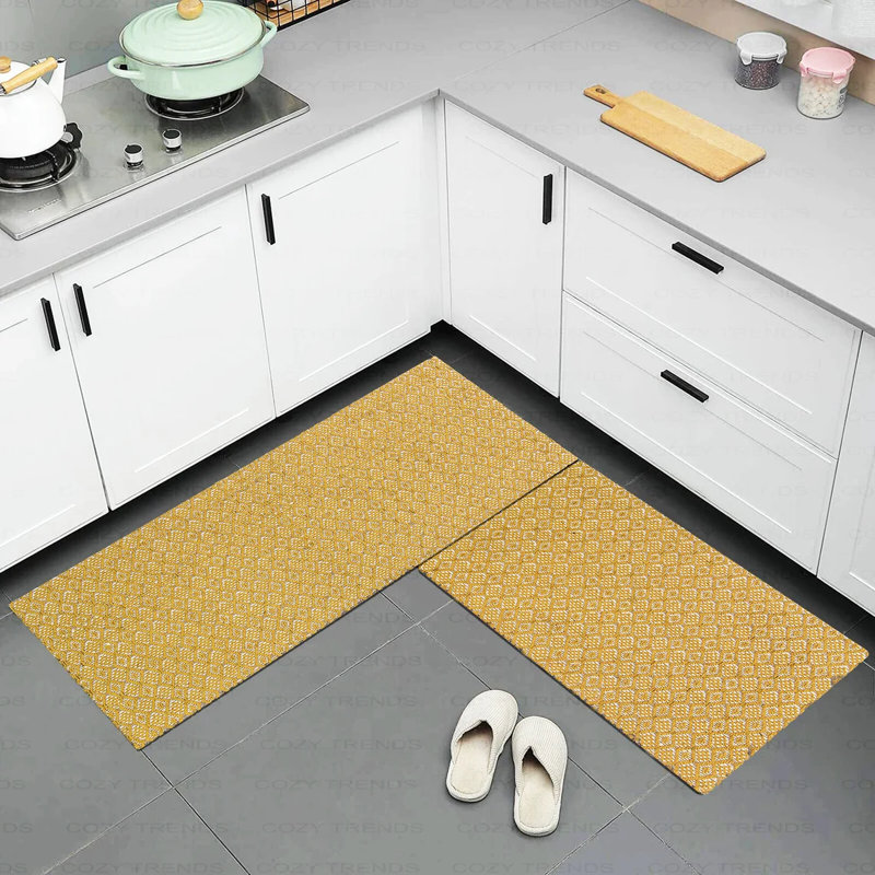 Ensemble de 2 tapis anti-fatigue Joletta, Jaune / Or