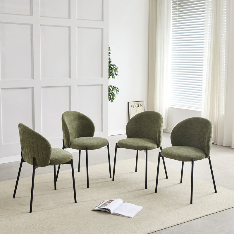 Fabric Upholstered Side Chair in Green