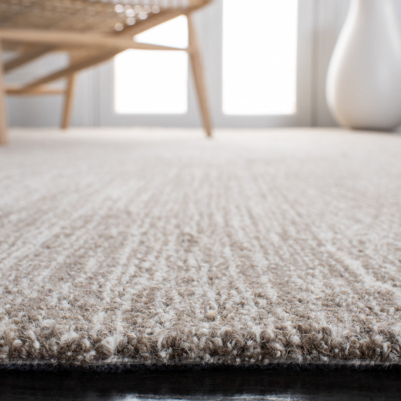 Taupe Hand-Tufted Wool Rectangular 9' x 12' Area Rug