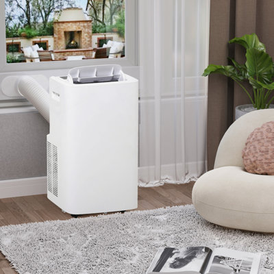 12000 BTU Portable Air Conditioner For Rooms Uo To 549 Sq.Ft., 4-In-1 Mobile AC Unit With Dehumidifier, Cooling Fan, Sleep Mode, Remote Control, 24H Timer, Window Installation Kit, White