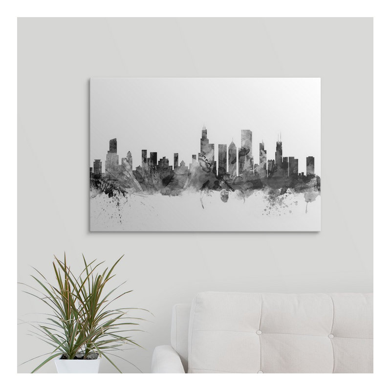 «Chicago Illinois Skyline» par Francy, impression, H 24 po x l 36 po x P 1,5 po, Toile