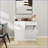Kitchen Trash Cabinet with 2 Drawers &amp; Tilt-Out Compartment, MDF | Off-White | Farmhouse