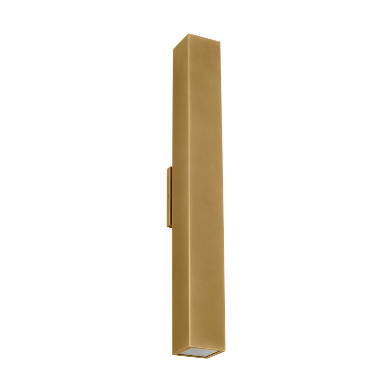 Sean Lavin Pressa 2-light outdoor square extra large wall sconce light in black finish, Hand Rubbed Antique Brass