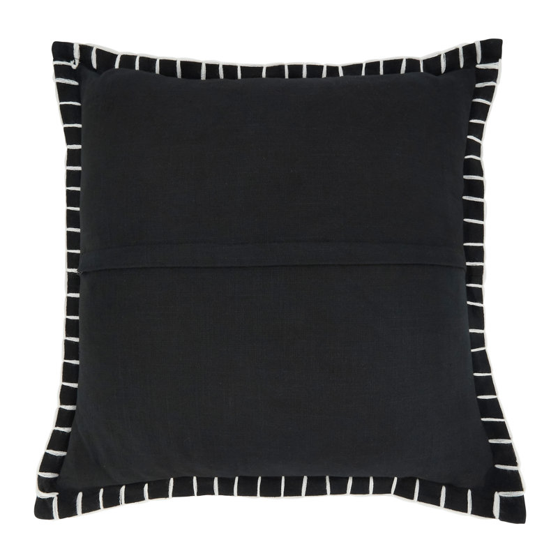 Black Cotton Chunky Whip Stitch Throw Pillow Cover