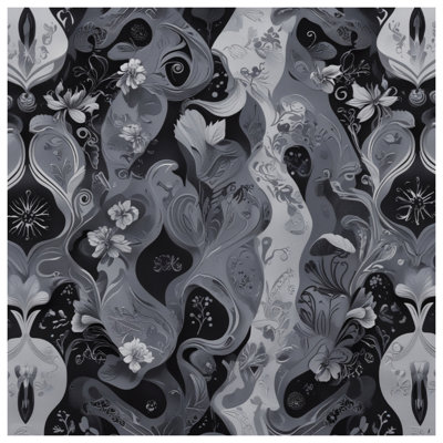 Black Floral Pattern Wall Tapestry - Floral Wall Decor