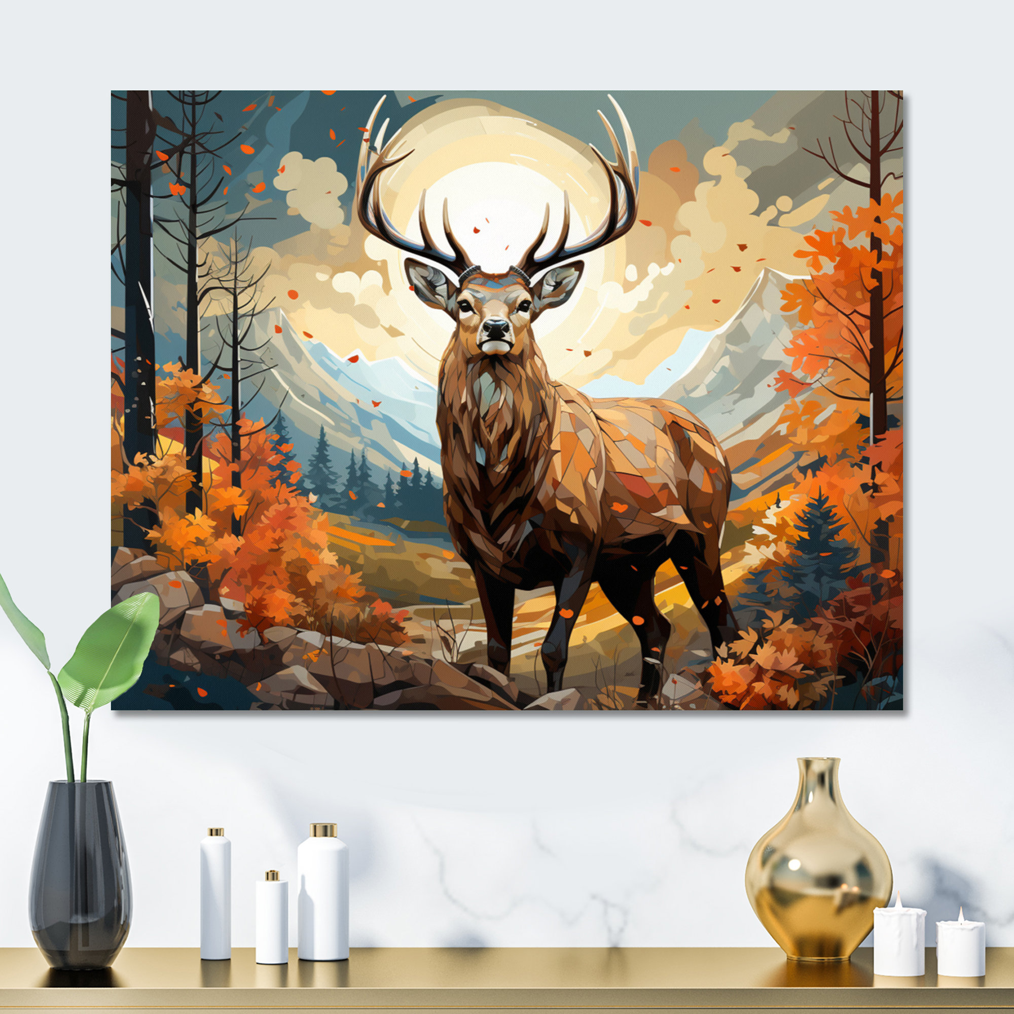 Millwood Pines Deer Abstracted Forest - Animals Metal Wall Art Living ...