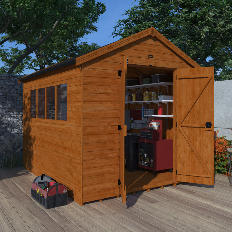 8 ft. W x 10 ft. D Solid Wood Shiplap Apex Garden Shed