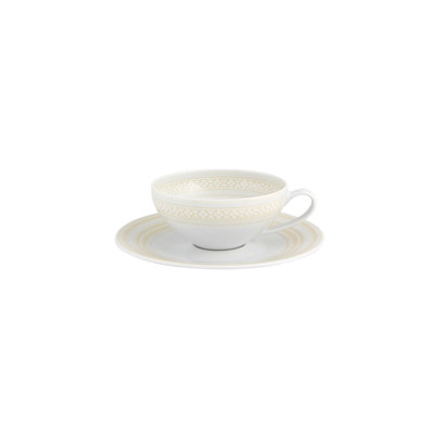 Ivory Porcelain Teacup and Saucer