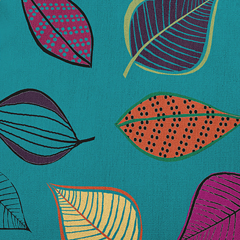 Coussin intérieur / extérieur Scattered Leaves, Bleu lac, H 14 po x l 20 po, Rectangle