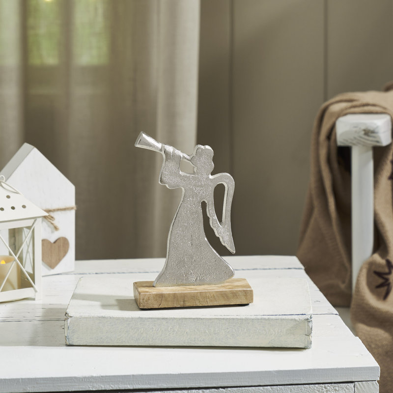 Hark the Herald - Ange en métal sur support en bois 6,75 x 4,5 x 2