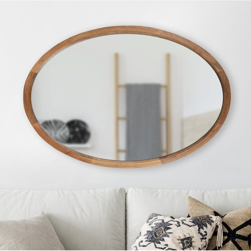 Brianna Wood Flat Mirror, Beige, 36" x 24"