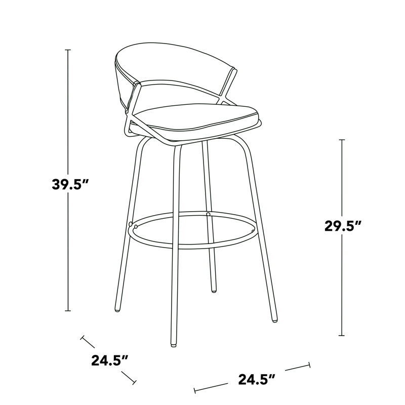 Jie 30" Fixed-Height Barstool - Set Of 2, Black, Gold