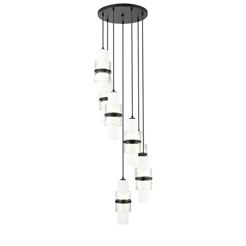 Lustre en grappe à 7 lumières Bryelle, Noir mat