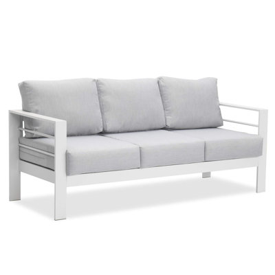 All-Aluminum Outdoor Sofa for all Weather, 3-Person Patio Seating with Soft Cushion, Outdoor Seating with 3.2" Widened Armrest