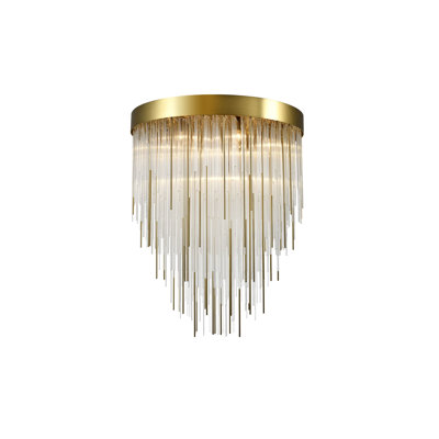9-Light 24" Round Convertible Flush Crystal Chandelier