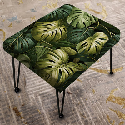 Monstera Mirage Tropical Pattern - Tropical Rectangle Ottoman