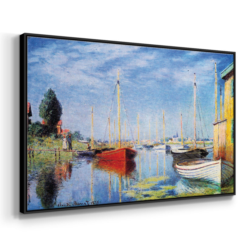 Impression sur toile, "Pleasure bateaux at Argenteuil" par Claude Monet, H 17 po x l 25 po x P 2 po, Noir