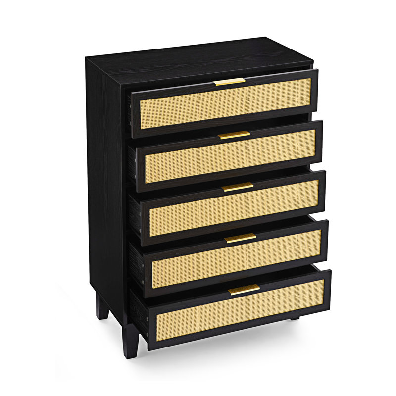 Commode 5 tiroirs, Noir