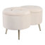 Banc rembourré en velours avec structure en métal et en bois manufacturé pour le style de la chambre à coucher - Siège de style transitionnel pour la salle à manger à la maison - 28 po, blanc