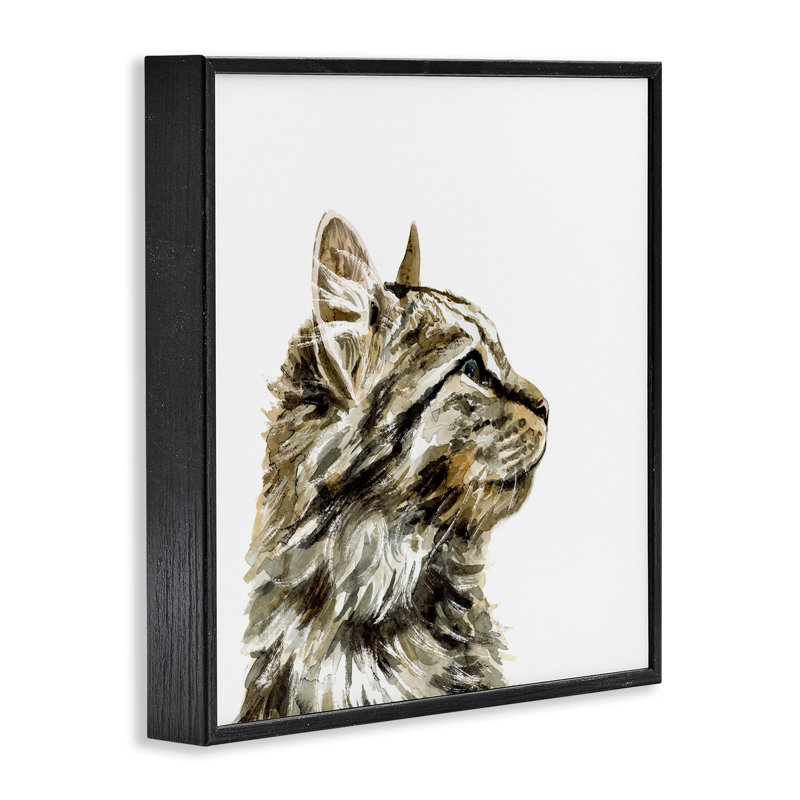 «Simple Tabby Cat Gaze», art giclée par Victoria Barnes, Giclée encadrée noir minuit, H 17 po x l 17 po