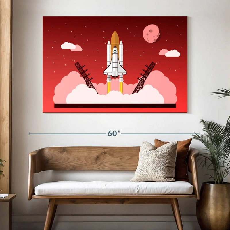 Space Shuttle Mission Launch, 34" H x 51" W