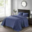 Couvre-lit réversible bleu marine - Le rembourrage en coton prélavé matelassé de style maison de campagne comprend deux taies décoratives pour matelas à haute profondeur