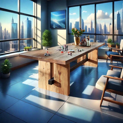 Rectangular solid wood conference table