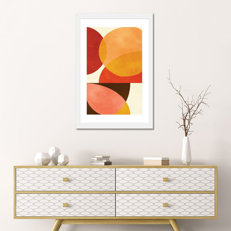 «Mid Century Modern I» par Ana Rut Bré - impression d'art graphique, H 24 po x l 16 po x P 1 po, Papier encadré blanc, Blanc
