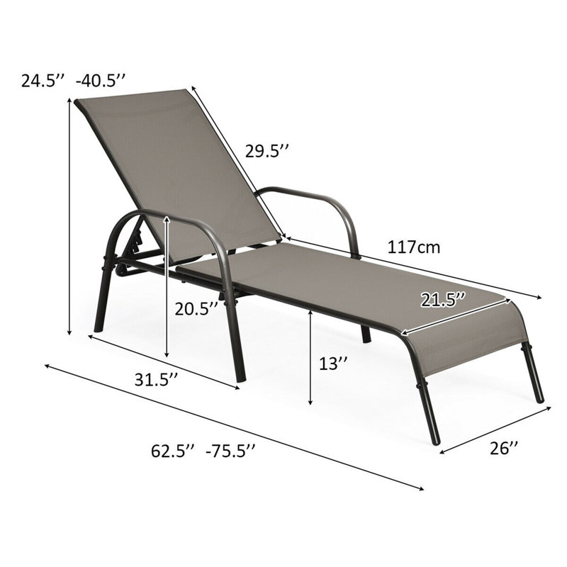Chaise longue inclinable longue 62,5 po Hollah, Brun
