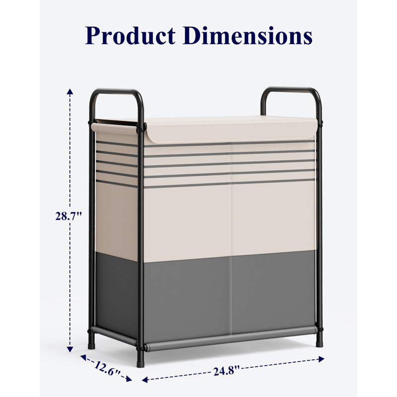 Laundry Hamper with Lid - Spacious Double-Section Laundry Basket with Lid & Removable Inner Bags, Portable Clothes Hamper for Bedroom, Bathroom, Dorm, 120L, Gray