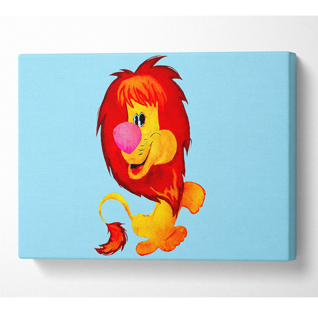 Happy Lion Baby Blue - Kunstdrucke auf Segeltuch