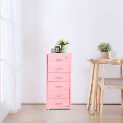 11'' Wide 6 -Drawer Metal Mobile File Cabinet