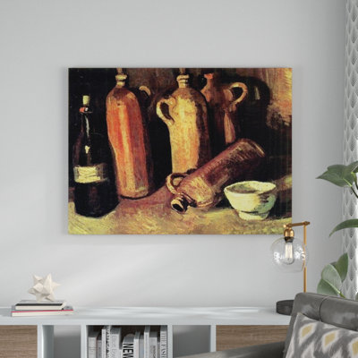Still Life With Four Jugs, Bottle And A White Bowl by Vincent Van Gogh - No Frame Painting on Canvas