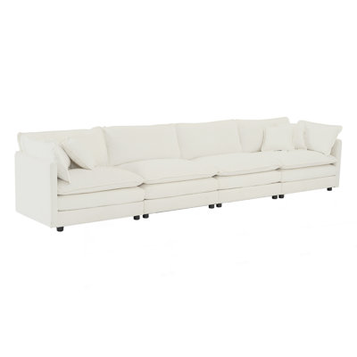 Free Combination Modular Sofa Free,4 Seater Sofa Comfy Chenille Fabric,Sectional Sofa Couch,White