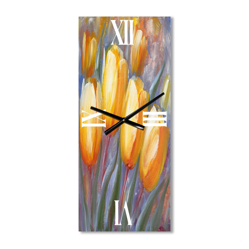 Tulipes jaunes en fleurs - Horloge murale traditionnelle, Petit