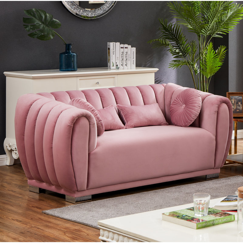 Byrd 91'' Velvet Sofa, Gray, 31.5" H x 69.3" W x 35.5" D