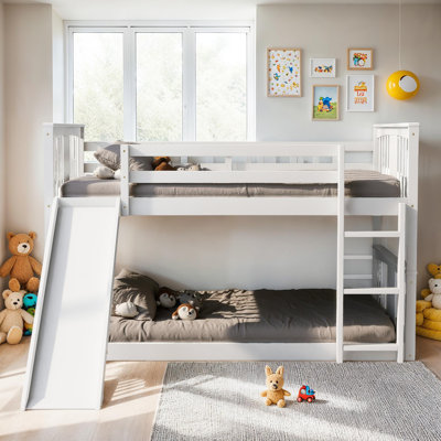 Full Over Full Bunk Bed with Slide and Ladder