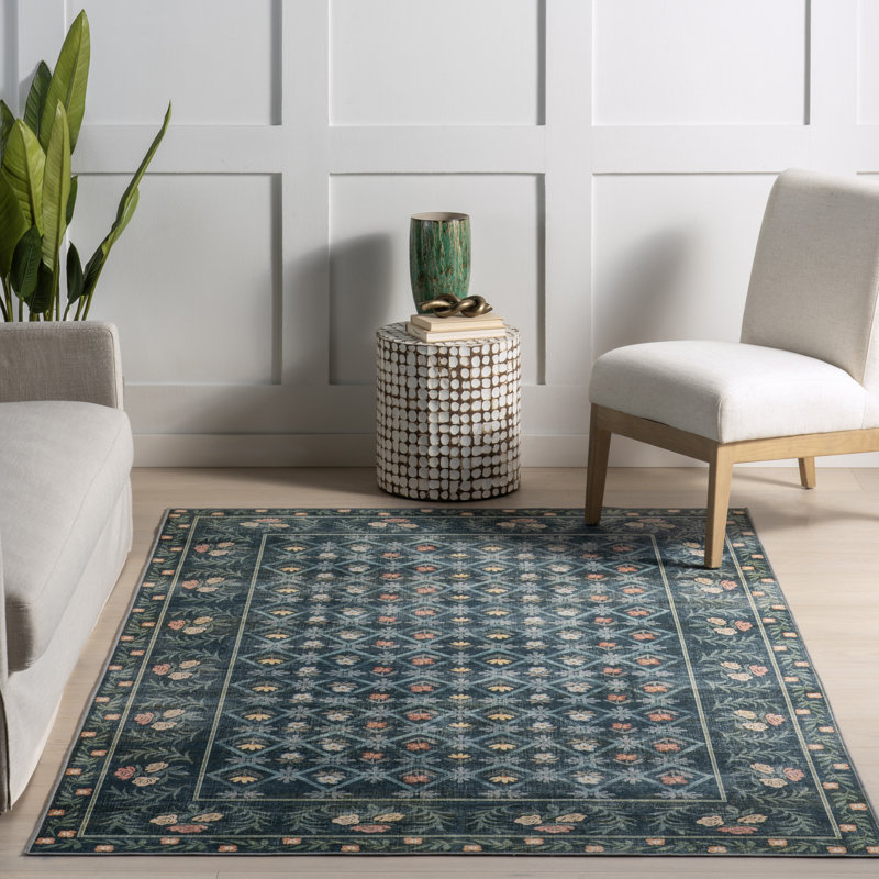 Valley Floral Washable Area Rug, Rectangle 5' x 8'