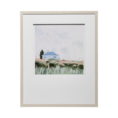 House on a Hill II by Emma Scarvey a Hand Embelished Textured Framed Art Print Matted under Glass
