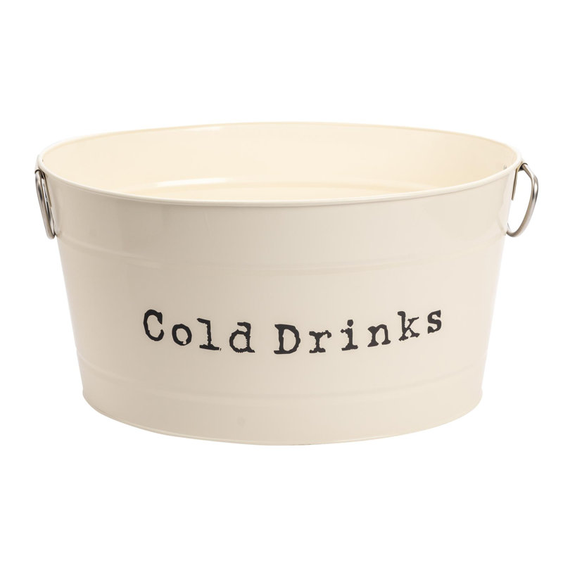 Harbour Housewares - Vintage Metal Large Drinks Bucket, Cream