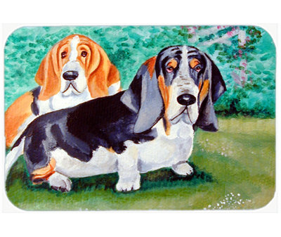 Basset Hound Double Trouble Glass Cutting Board