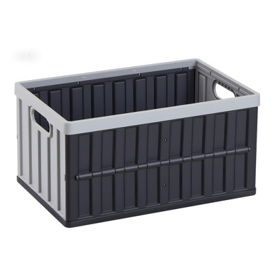 Bacs de rangement en plastique pliables avec couvercles, 65 L, caisses de rangement pliables empilables avec poignées, capacité de 84 lb par bac, contenants robustes, paniers peu encombrants, pour organiser la maison