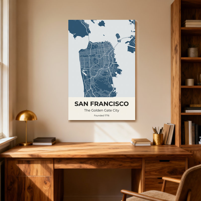 «Scenic & Cityscapes San Francisco City Map Print Design», H 18 po x l 12 po