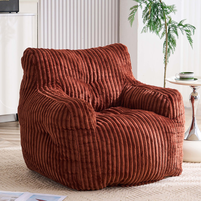 Fauteuil à billes en velours côtelé doux et moelleux rempli d'éponge à mémoire de forme, Rouge