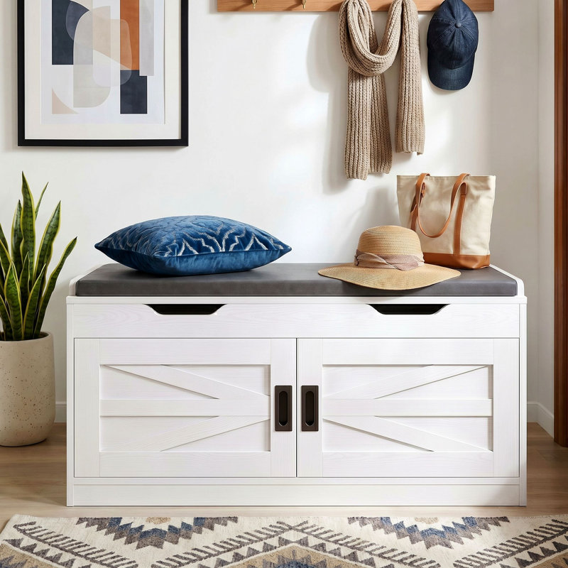 Lucy 8-12 Pair Shoe Bench with Lift Top Storage and Adjustable Shelf