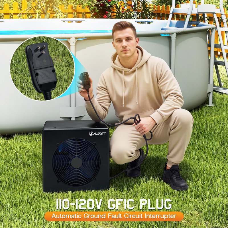 Thermopompe de piscine - 16 000 BTU-110V – 120V, noir, 16 000 BTU