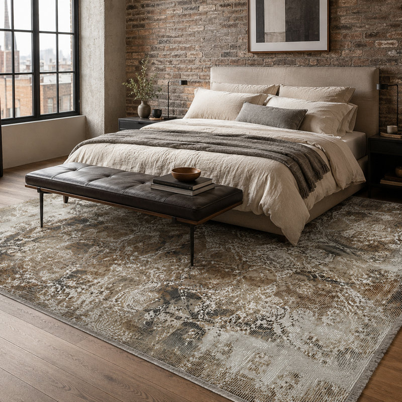 Vintage Look Flatweave Area Rug, 160 cm round