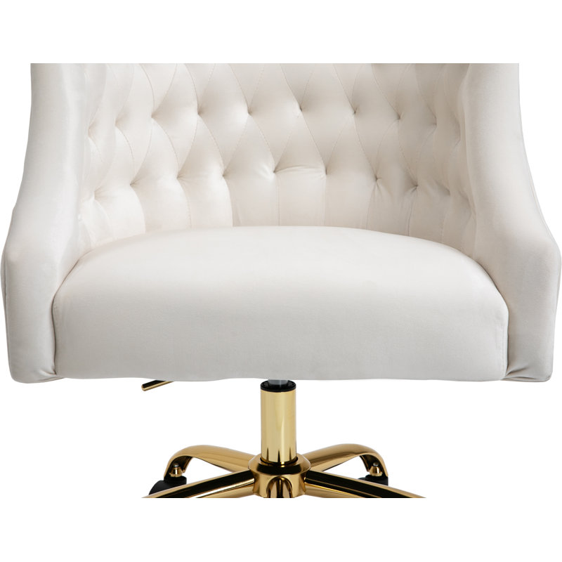 Casimir Velvet Task Chair, Cream Velvet, Gold