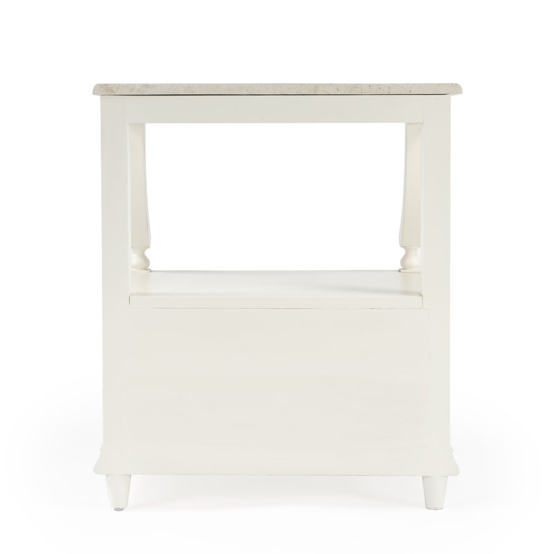 Mabel Marble 1 drawer Nightstand, White