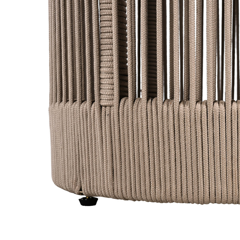 Outdoor Patio Side Table Of Wood And Rope - , 15 Inch Top, Ideal For Armchairs Weather With Garden Balcony Decor, Wide, Easy To Clean